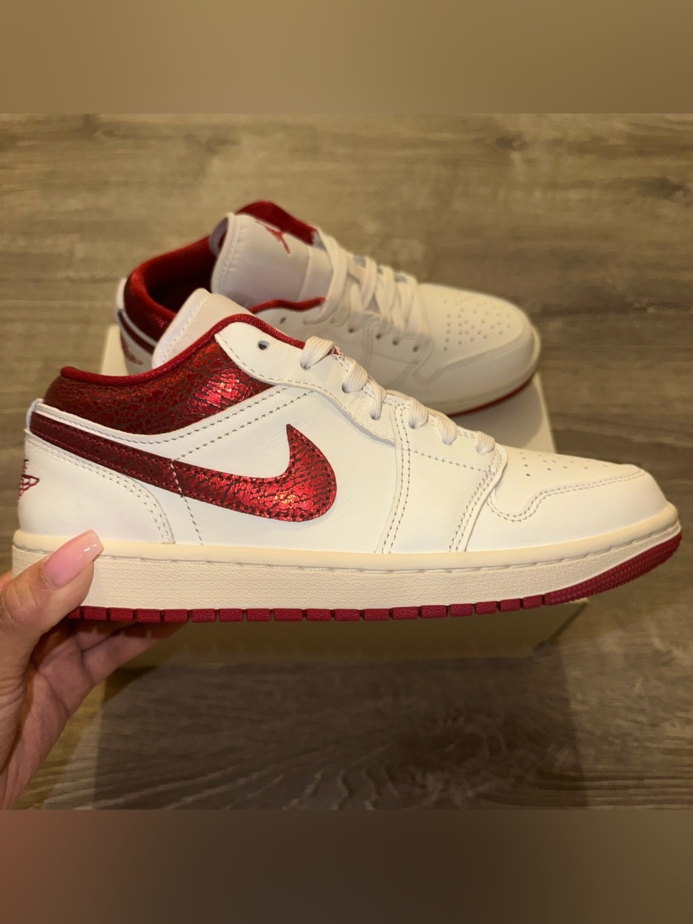 Nike Air Jordan 1 Low White with Metallic Red Swoosh